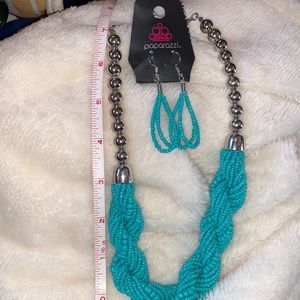 Paparazzi Turquoise Color Beaded Necklace & Earring Set